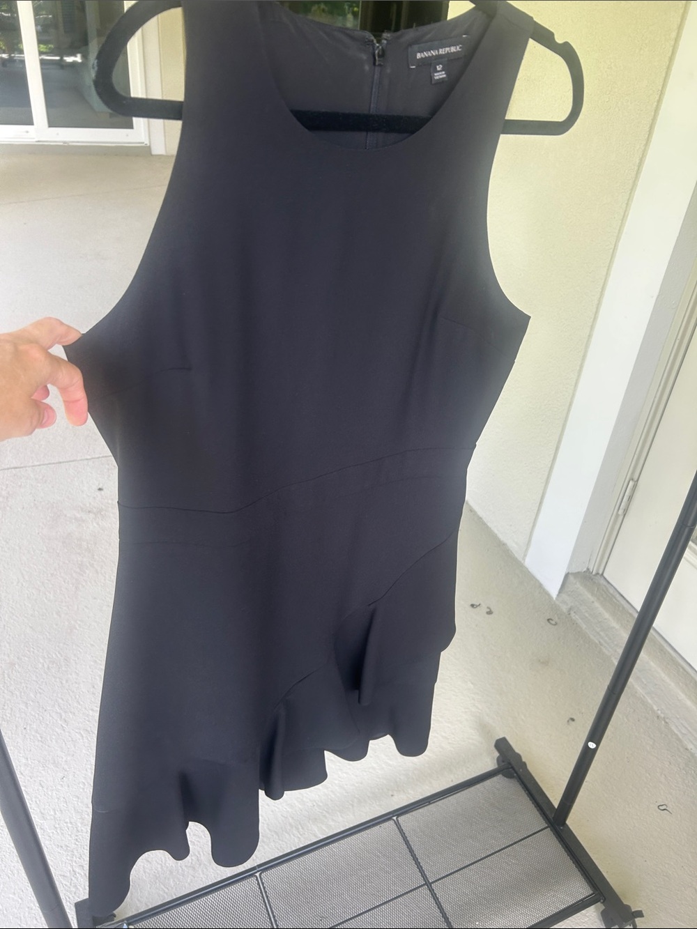 Banana Republic Black Sleeveless Ruffle-Hem Dress